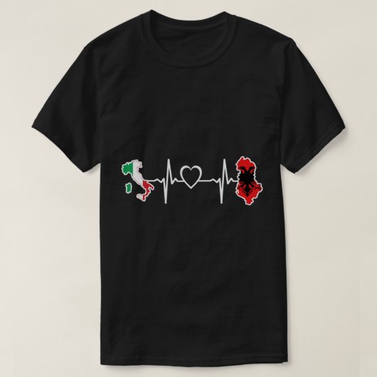 Albanië Italië Heartbeat Albanese Italiaanse vlag  T-shirt (Design voorkant)