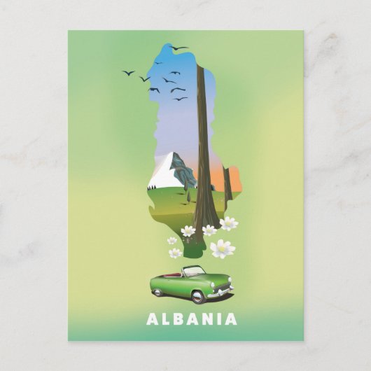 Albanië kaart geïllustreerde reisposter (Voorkant)
