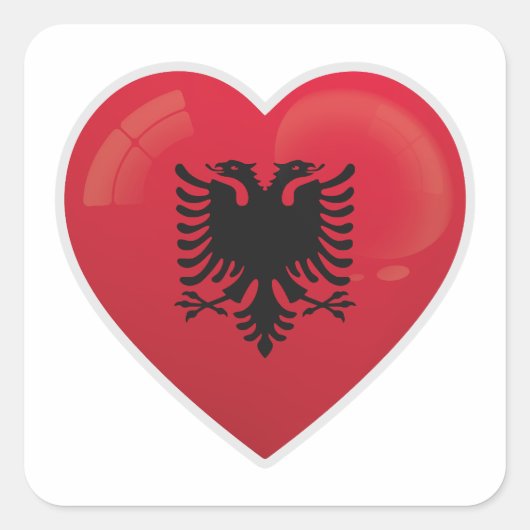 Albanië Love Icon Vierkante Sticker (Voorkant)
