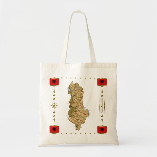 Albanië Map + Flags Bag Tote Bag (Voorkant)