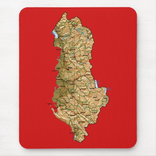 Albanië Map Mousepad Muismat (Voorkant)