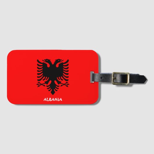 Albanië National Flag Patriotic Bagagelabel (Voorkant (horizontaal))