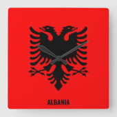 Albanië National Flag Patriotic Vierkante Klok (Voorkant)