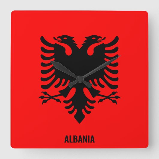 Albanië National Flag Patriotic Vierkante Klok (Voorkant)