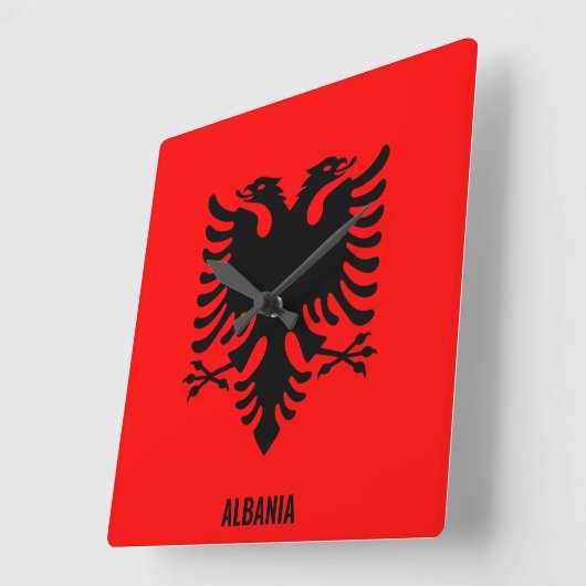 Albanië National Flag Patriotic Vierkante Klok (Hoek)