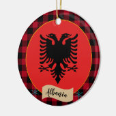 Albanië, Rode buffels en Albanese vlag Keramisch Ornament (Links)