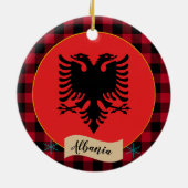 Albanië, Rode buffels en Albanese vlag Keramisch Ornament (Achterkant)