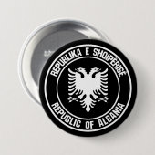 Albanië Round Emblem Ronde Button 7,6 Cm (Voorkant /achterkant)