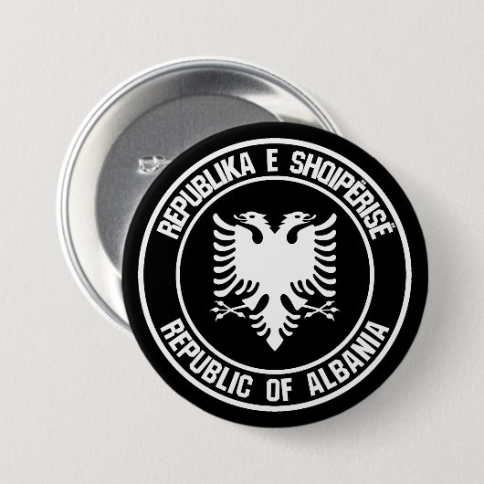 Albanië Round Emblem Ronde Button 7,6 Cm (Voorkant /achterkant)