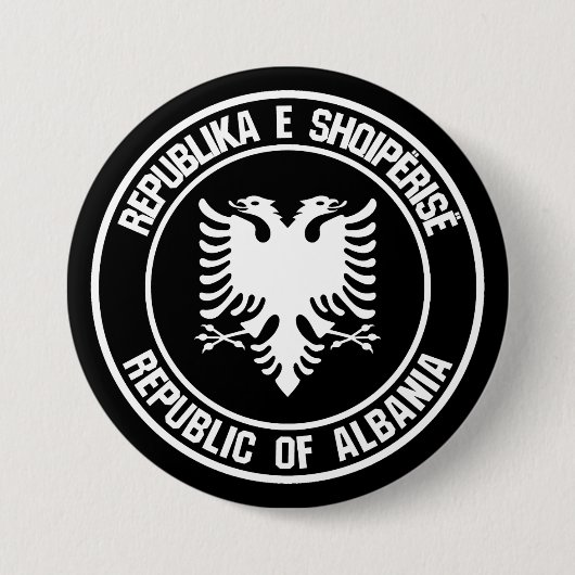 Albanië Round Emblem Ronde Button 7,6 Cm (Voorkant)