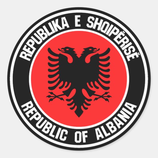 Albanië Round Emblem Ronde Sticker (Voorkant)