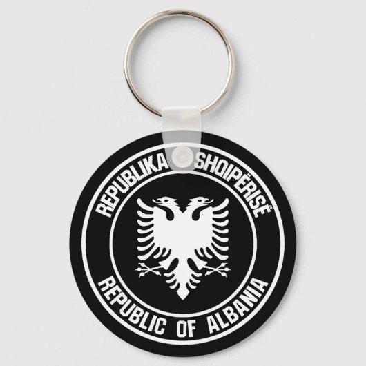 Albanië Round Emblem Sleutelhanger (Voorkant)