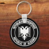 Albanië Round Emblem Sleutelhanger (Voorkant)