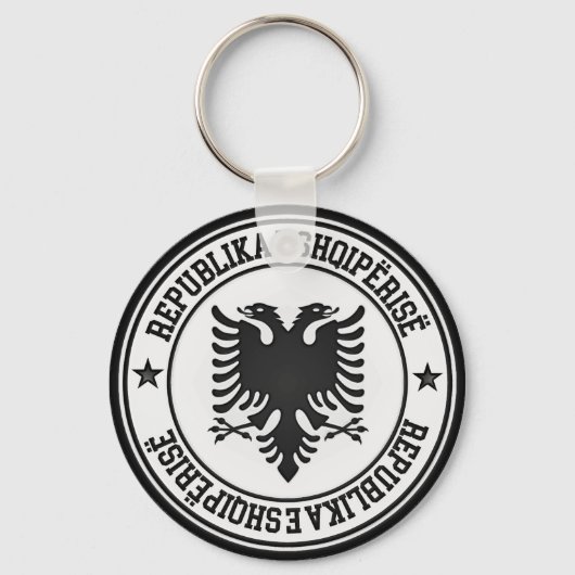 Albanië Round Emblem Sleutelhanger (Voorkant)