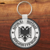 Albanië Round Emblem Sleutelhanger (Voorkant)