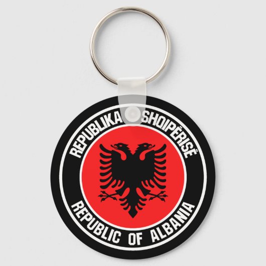 Albanië Round Emblem Sleutelhanger (Voorkant)