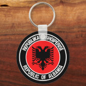 Albanië Round Emblem Sleutelhanger (Voorkant)