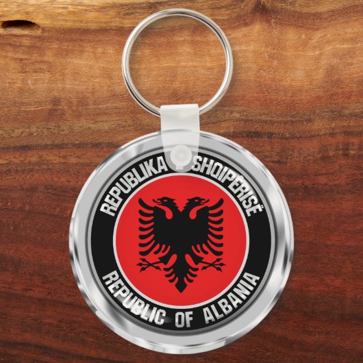Albanië Round Emblem Sleutelhanger (Voorkant)