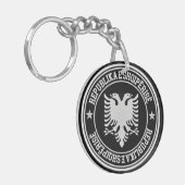 Albanië Round Emblem Sleutelhanger (Voorkant Links)