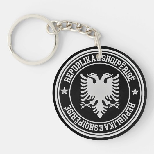 Albanië Round Emblem Sleutelhanger (Voorkant)