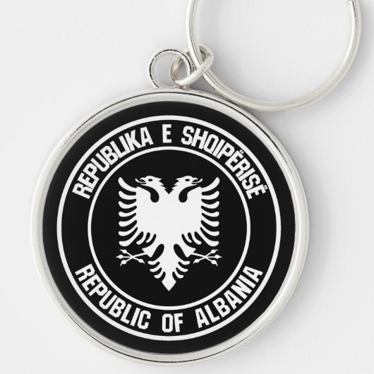 Albanië Round Emblem Sleutelhanger (Voorkant)
