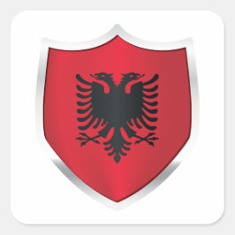 Albanië Silver Shield Vlag Vierkante Sticker