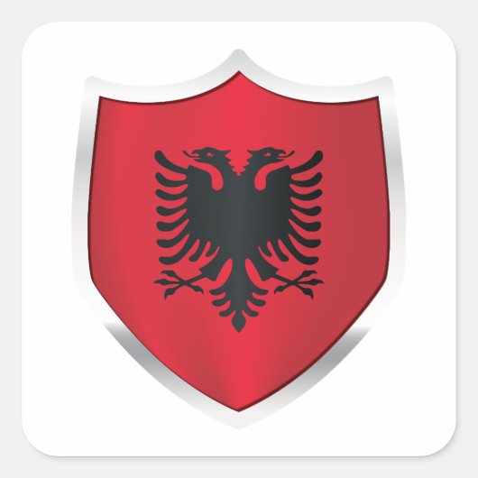 Albanië Silver Shield Vlag Vierkante Sticker (Voorkant)