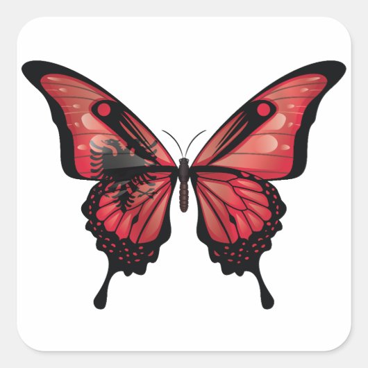 Albanië Swallowtail Vlinder Vlag Sticker (Voorkant)