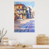 Albanië Tirana Oude Straat Schildering Poster (Keuken)