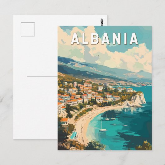 Albanië Travel Art Vintage Briefkaart (Voorkant / Achterkant)