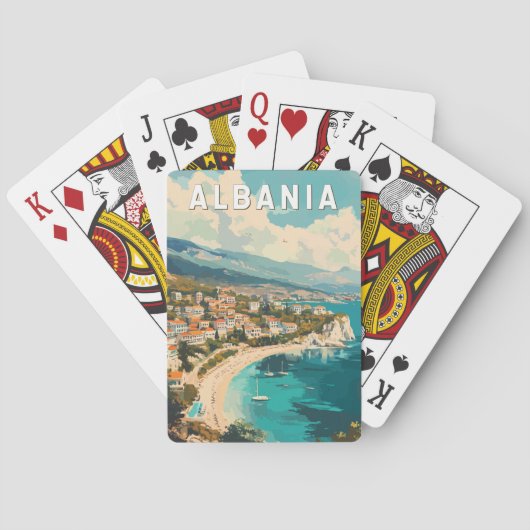 Albanië Travel Art Vintage Pokerkaarten (Achterkant)