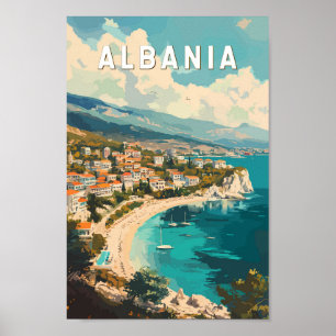 Albanië Travel Art Vintage Poster