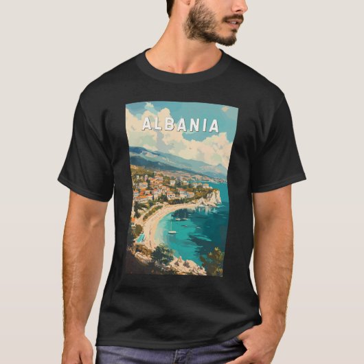 Albanië Travel Art Vintage T-shirt (Voorkant)