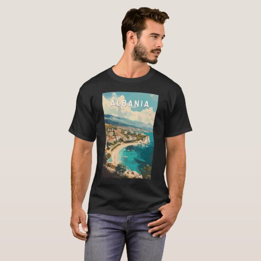 Albanië Travel Art Vintage T-shirt (Voorkant volledig)