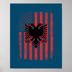 Albanië Vlag Amerikaanse vlag Poster