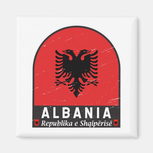 Albanië vlag Embleem verhit Magneet (Voorkant)