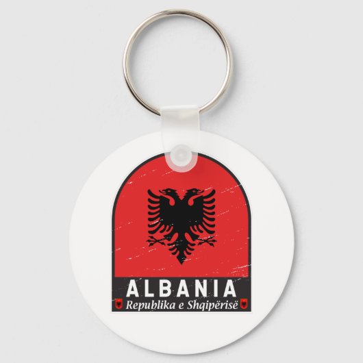 Albanië vlag Embleem verhit Sleutelhanger (Voorkant)