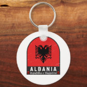 Albanië vlag Embleem verhit Sleutelhanger (Voorkant)