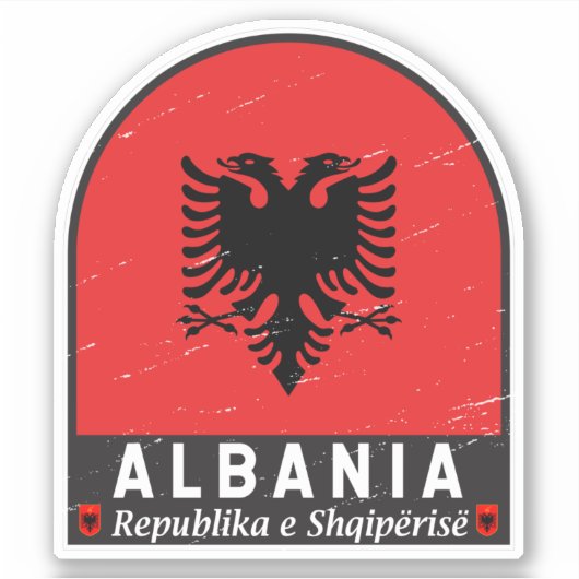 Albanië vlag Embleem verhit Sticker (Voorkant)