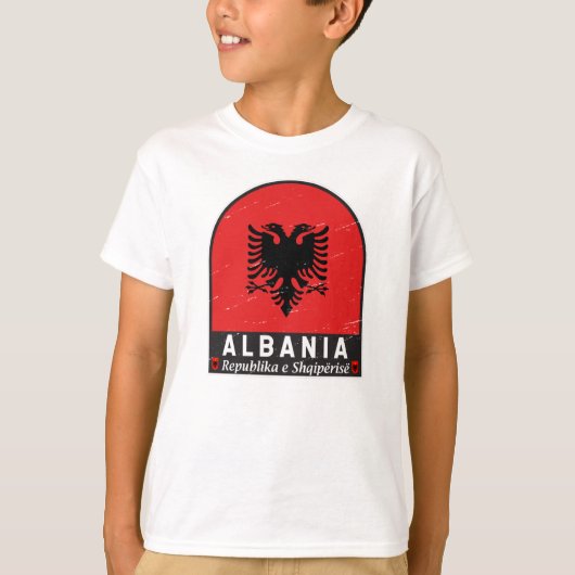 Albanië vlag Embleem verhit T-shirt (Voorkant)