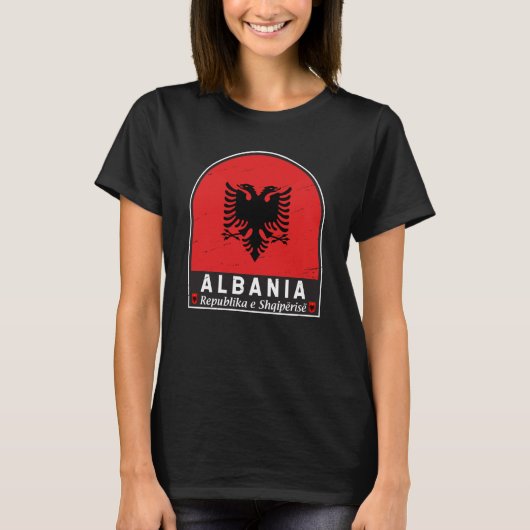 Albanië vlag Embleem verhit T-shirt (Voorkant)