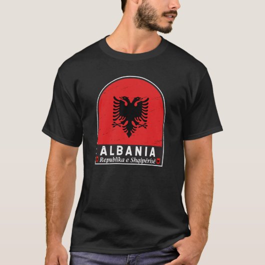 Albanië vlag Embleem verhit T-shirt (Voorkant)