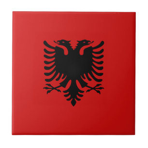Albanië - Vlag keramische tegel Tegeltje