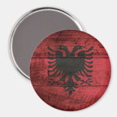 Albanië vlag op oude houten korrels magneet (Voorkant / Achterkant)