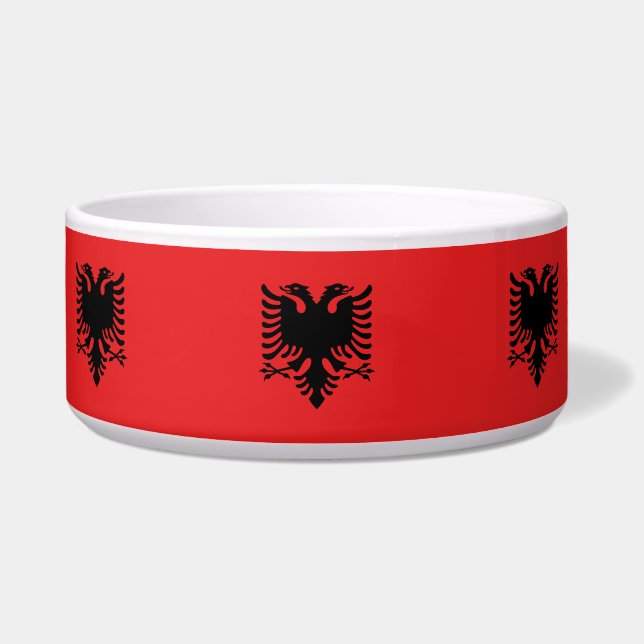 Albanië Vlag Pet Bowl Voerbakje (Voorkant)