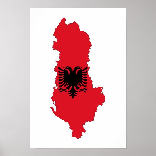 albanië vlag plattegrond silhouet poster (Voorkant)