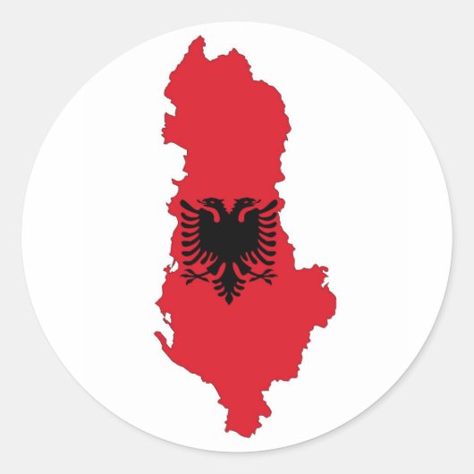 albanië vlag plattegrond silhouet ronde sticker (Voorkant)