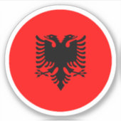 Albanië Vlag Ronde Sticker (Voorkant)