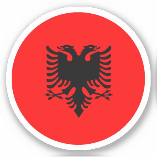 Albanië Vlag Ronde Sticker (Voorkant)