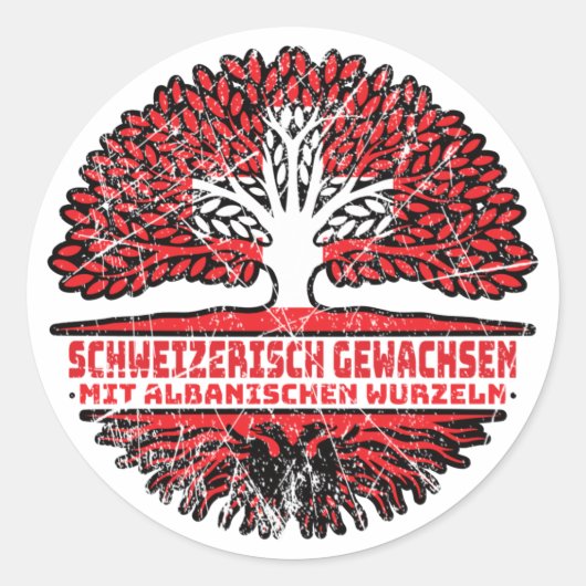 Albanien Albanisch Schweizer Schweiz Baum Wurzel Ronde Sticker (Voorkant)